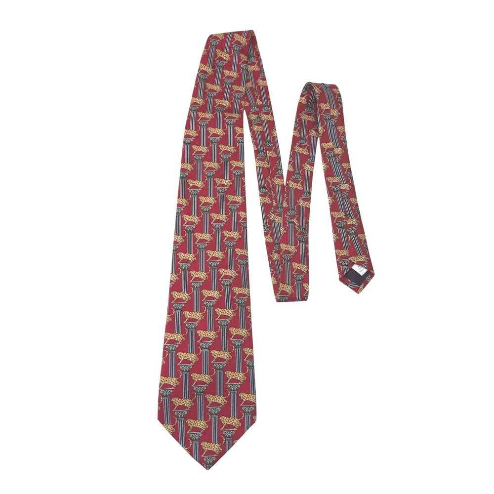Paul Fredrick Leopard 100% Silk Made USA Mens Necktie‎